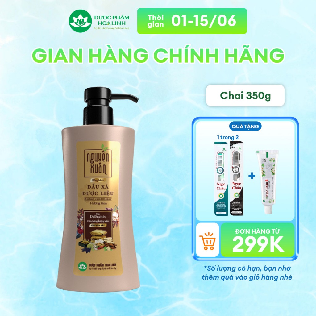 Dầu xả dược liệu Nguyên Xuân bồng bềnh 318g KM 32g dành cho tóc dầu bết