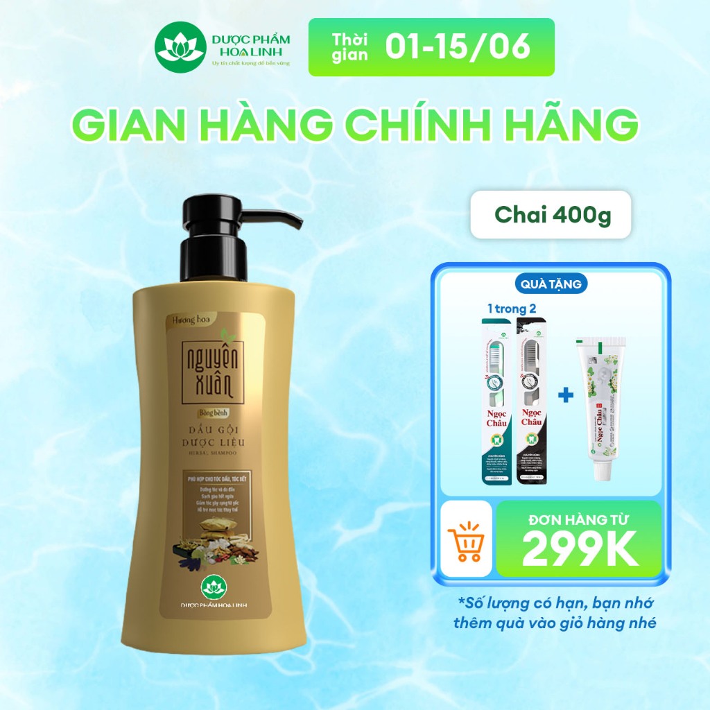 Dầu gội dược liệu Nguyên Xuân Bồng bềnh 365g - Dành cho tóc dầu bết - Tặng 35g giá không đổi