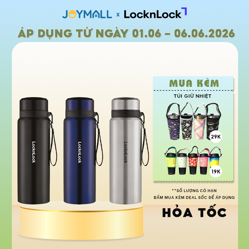 Bình giữ nhiệt LocknLock 800ml LHC6180 - Hàng chính hãng, có khay lưới lọc trà, dây - JoyMall