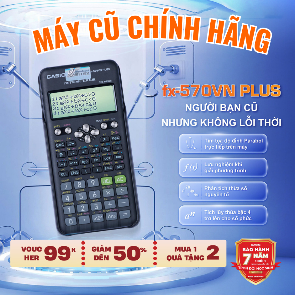 Máy tính Casio Fx 570VN Plus Eddtion 2 cũ| Casio Fx 570VN Plus CŨ CHÍNH HÃNG soi laser bảo hành lên 