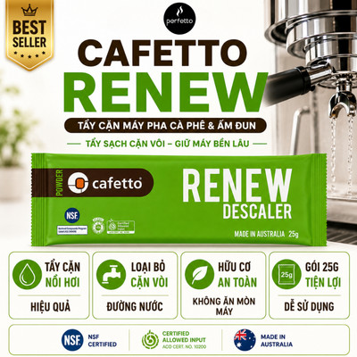 Bột vệ sinh, tẩy cặn hữu cơ dành cho máy pha cafe, ấm đun nước - Cafetto Renew (25g)