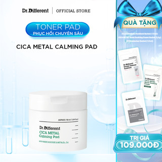 Toner Pad phục hồi, làm dịu da Dr.Different Cica Metal Calming Pad chiết xuất Madecassoside từ rau má