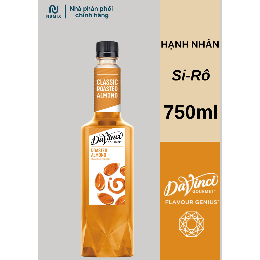 Siro HẠNH NHÂN RANG 750ml Davinci Gourmet hương vị chuẩn pha chế