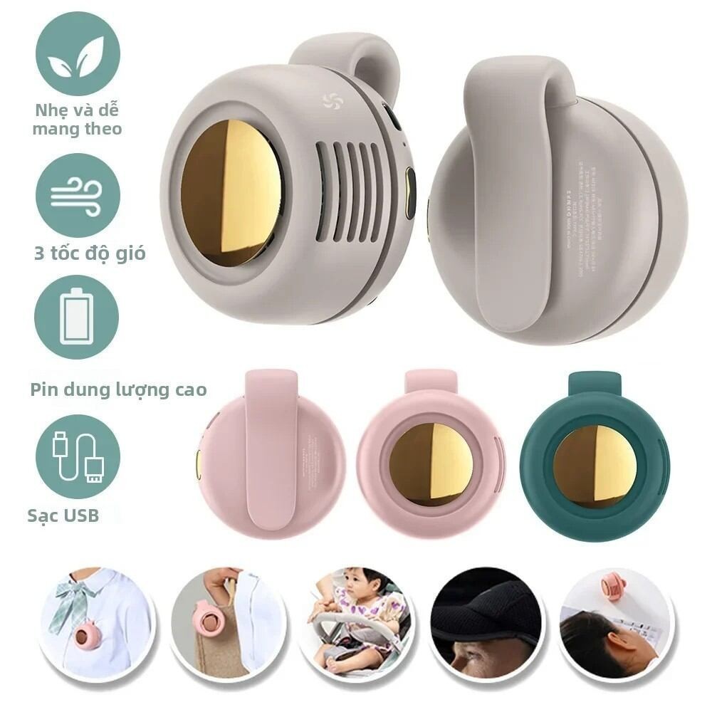 Quạt Mini Kẹp Áo Không Tiếng Ồn ,cực bền pin, Quạt Đeo Eo/Đeo Người Siêu Mạnh, Pin Sạc, 3 Cấp Độ Gió | BigBuy360 - bigbuy360.vn