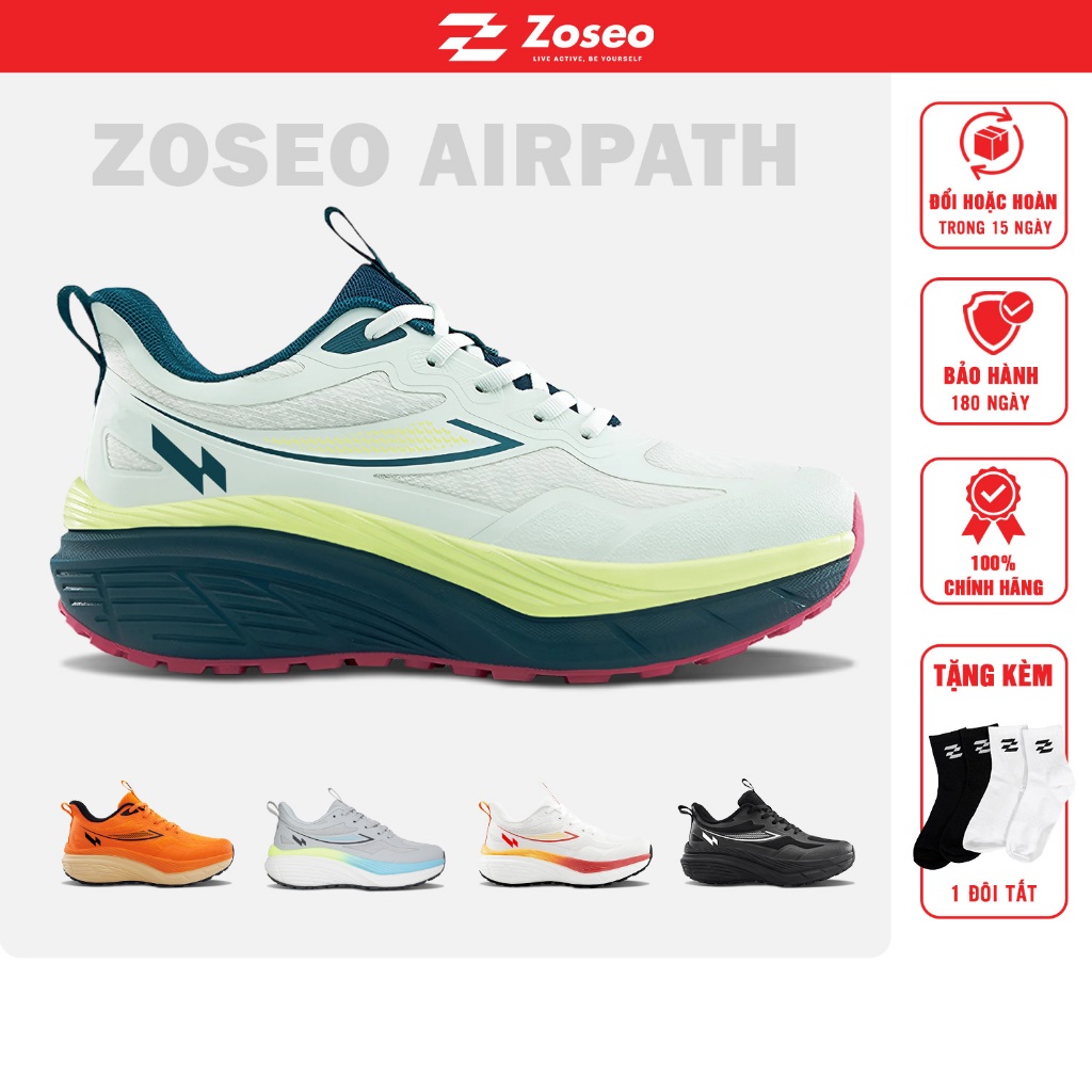 Giày thể thao chạy bộ nam nữ Zoseo Airpath Running shoes đế High Bounce EVA siêu êm, siêu nhẹ, thoán