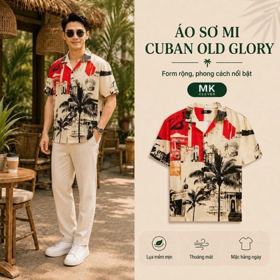 Áo Sơ Mi nam Old Glory MKCLEVER Chất lụa mềm mịn, thoáng mát, chống nhăn, form rộng mặc hằng ngày
