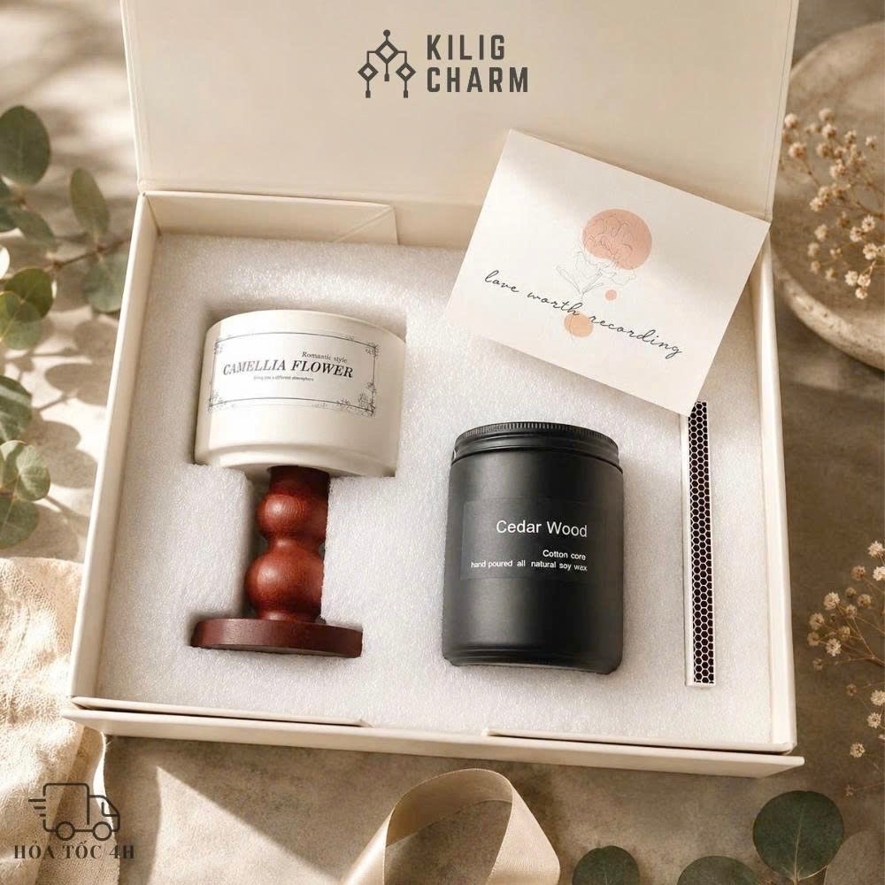 Set Quà Tặng Nến Thơm East Of Life Mix Nến Đế Gỗ, Mùi Hương Thiên Nhiên KILIG CHARM KS19