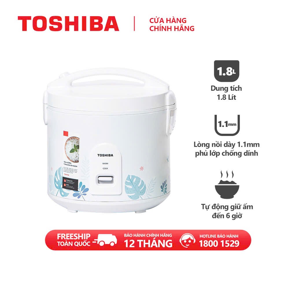 Nồi cơm nắp gài Toshiba 1.8 lít RC-18JH2PV(B)- Chính Hãng 100%-Thương hiệu Nhật Bản.Công suất 650W