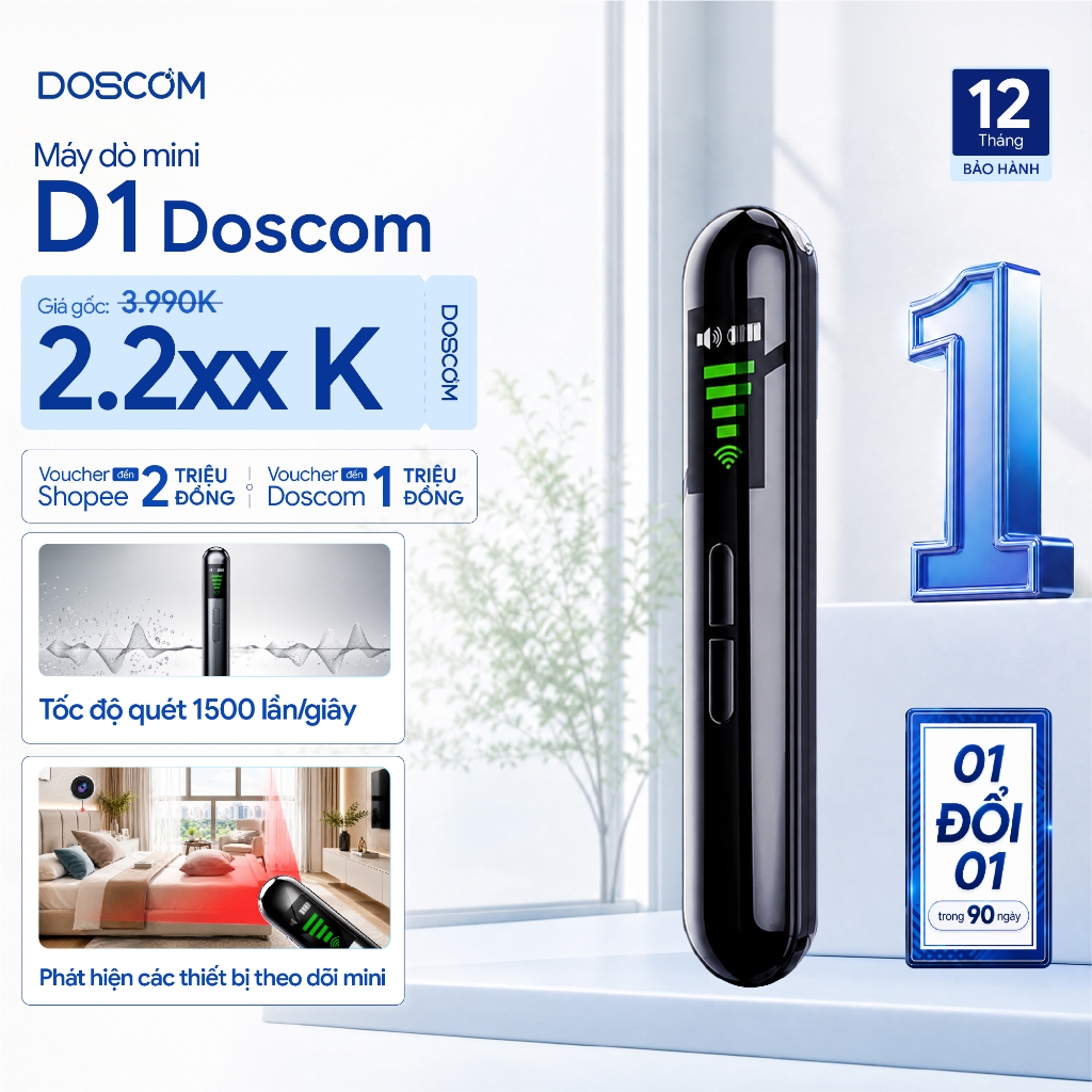 Thiết Bị Dò Tìm Phát Hiện Camera, Máy Ghi Âm, Máy Định Vị GPS DOSCOM D1, Hoạt Động Chính Xác