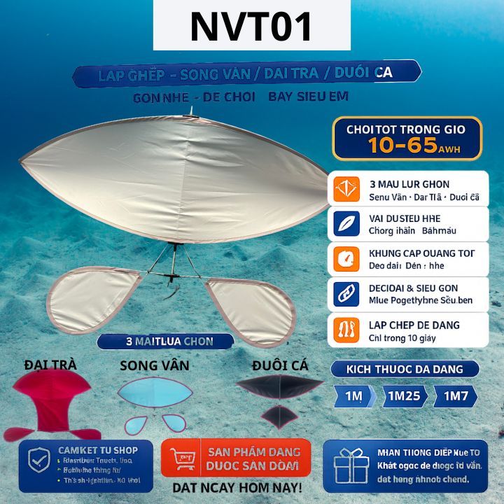 Diều sáo song vân , đại trà lắp ghép 1m giá rẻ thả gió 15-25km/h [ diều ko kèm sáo ] nvt03