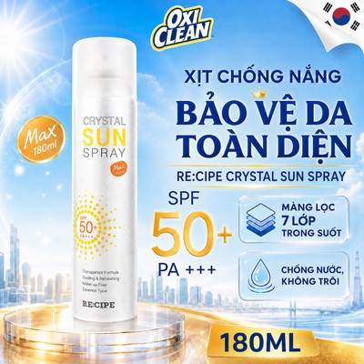 Xịt Chống Nắng Mặt và Body RECIPE Hàn Quốc Xịt Khoáng Chống Nắng khóa Makeup Chống Nước Không Trôi 80ml/180ml