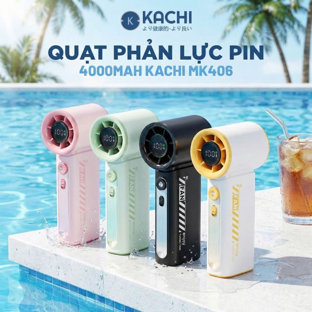 Quạt Phản Lực Cầm Tay Kachi MK406 – Pin 4000mAh