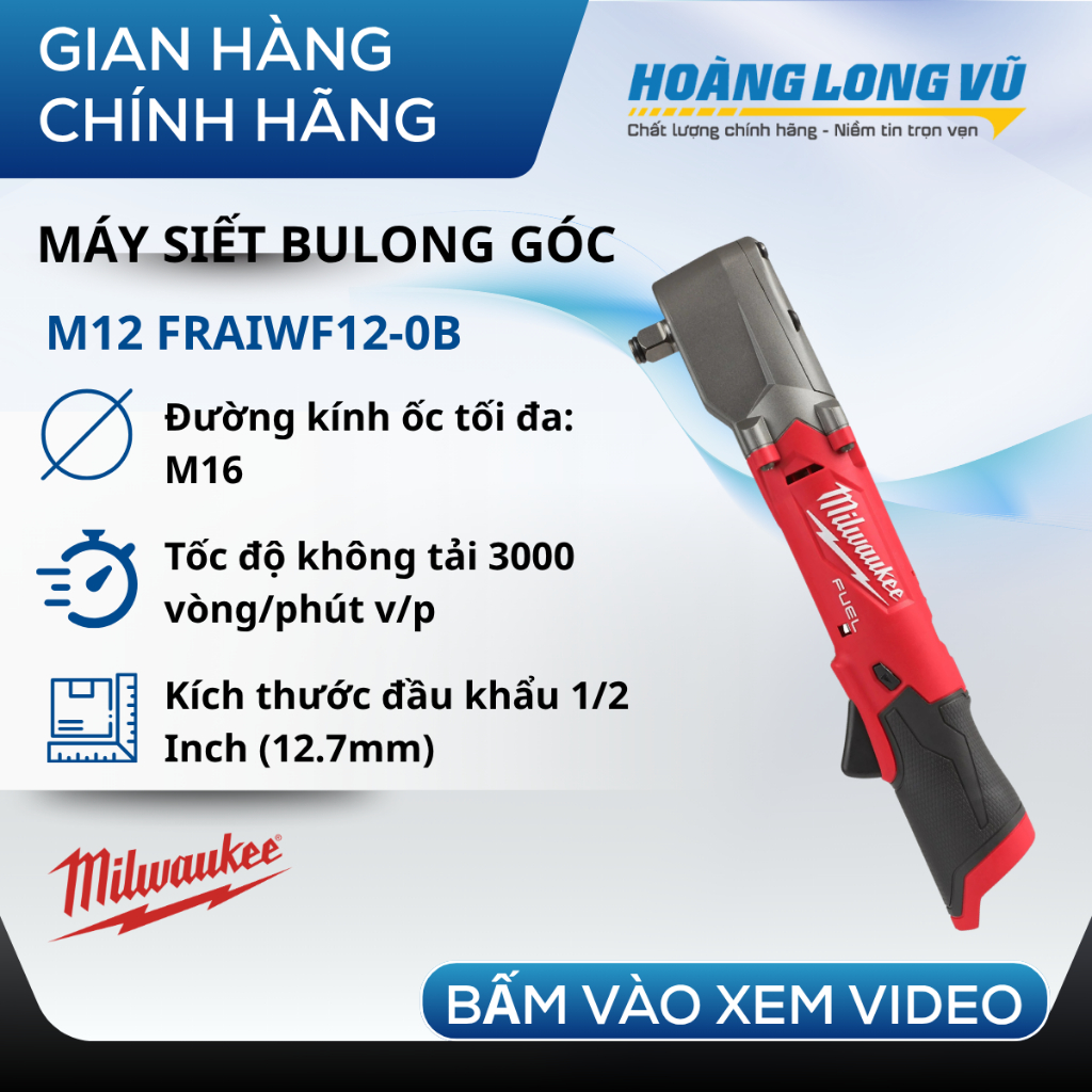 Máy Siết Bulong Góc Milwaukee M12 FRAIWF12 Pin 12V Đầu 1/2 FUEL