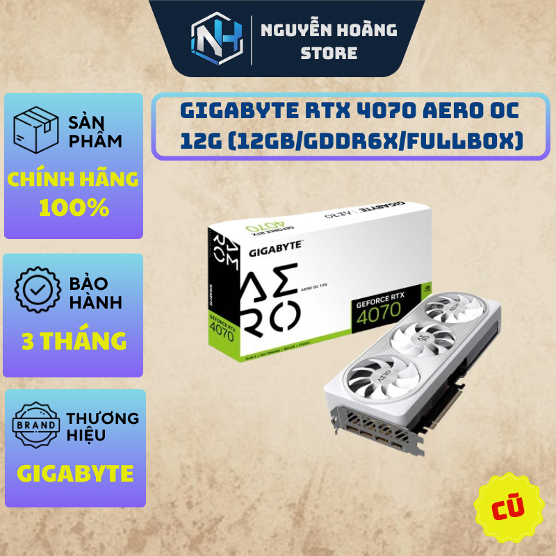 VGA card màn hình Gigabyte RTX 4070 Aero OC 12G Cũ