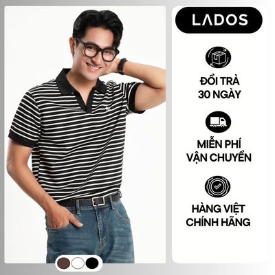 Áo Polo Nam Kẻ Ngang Nhuyễn LADOS-9266 Phối Cổ Trơn Cao Cấp, Form Regular Phong Cách Hàn Quốc