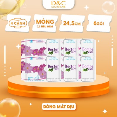 Băng vệ sinh thảo dược D&C Doctor Care ban ngày 24,5 cm Combo 6 gói