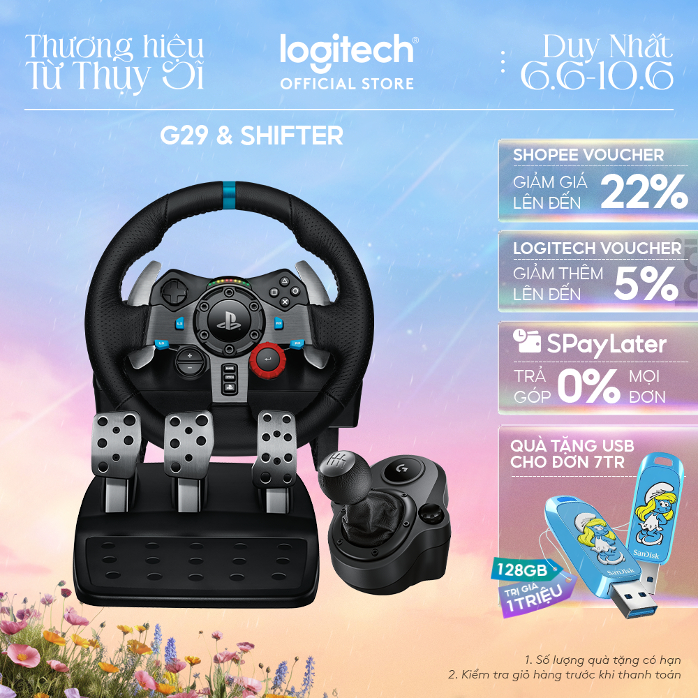 Combo Vô Lăng Logitech G29 Driving Force Và Cần số Logitech SHIFTER