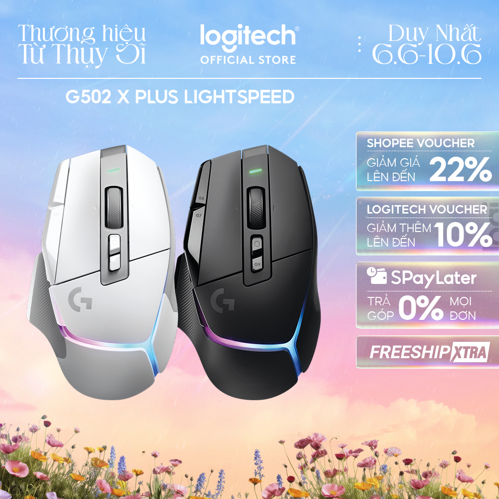 Chuột gaming không dây Logitech G G502 X PLUS LIGHTSPEED LIGHTFORCE Hybrid RGB Lightsync