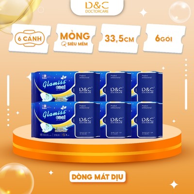 Combo 6 gói Băng vệ sinh thảo dược Glamiss Cool Extra ban đêm 33,5 cm