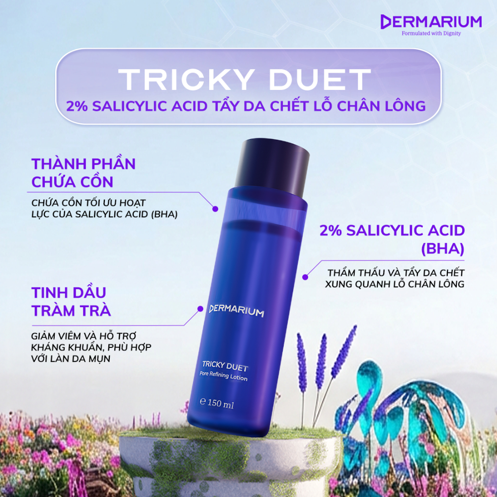 Ảnh 2 của Tây da chết hóa học Dermarium Tricky Duet 2% Salicylic Acid (BHA) dạng toner, giảm dầu mụn ẩn