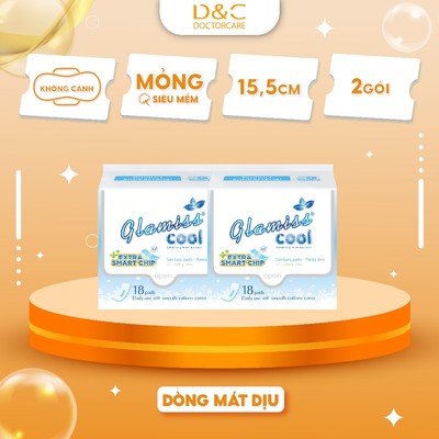 Combo 2 gói Băng vệ sinh thảo dược the mát Glamiss Cool Extra hàng ngày 16 cm