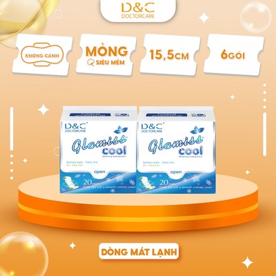 Combo 2 gói băng vệ sinh thảo dược Glamiss Cool hàng ngày 16 cm