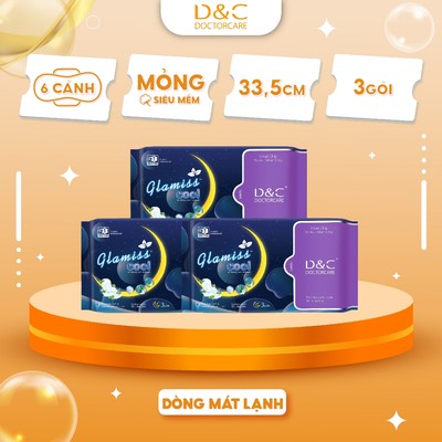 Combo 3 gói băng vệ sinh thảo dược Glamiss Cool ban đêm 33.5 cm