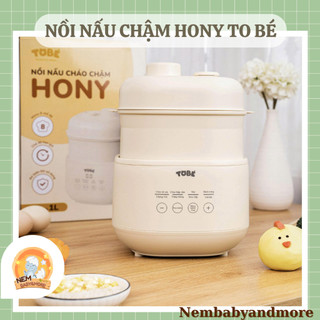 Nồi nấu cháo chậm Hony Tobé dung tích 1 lít kèm lồng hấp bảng điều khiển tiếng việt cho bé Nembabyandmore