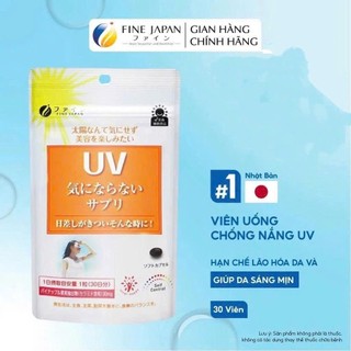 Viên Uống hỗ trợ chống nắng , tia UV - Jine Japan  Giúp Da Sáng Mịn - Fine Japan UV Care Plus (Gói 30 Viên)