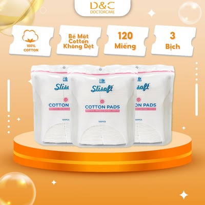 Combo bông tẩy trang Slisoft cotton không dệt, mềm mịn an toàn cho da