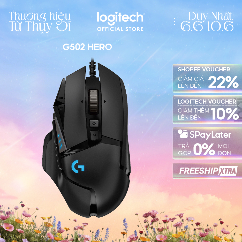 Chuột gaming có dây Logitech G502 Hero - Cảm biến Hero 25k, RGB, 11 nút lập trình