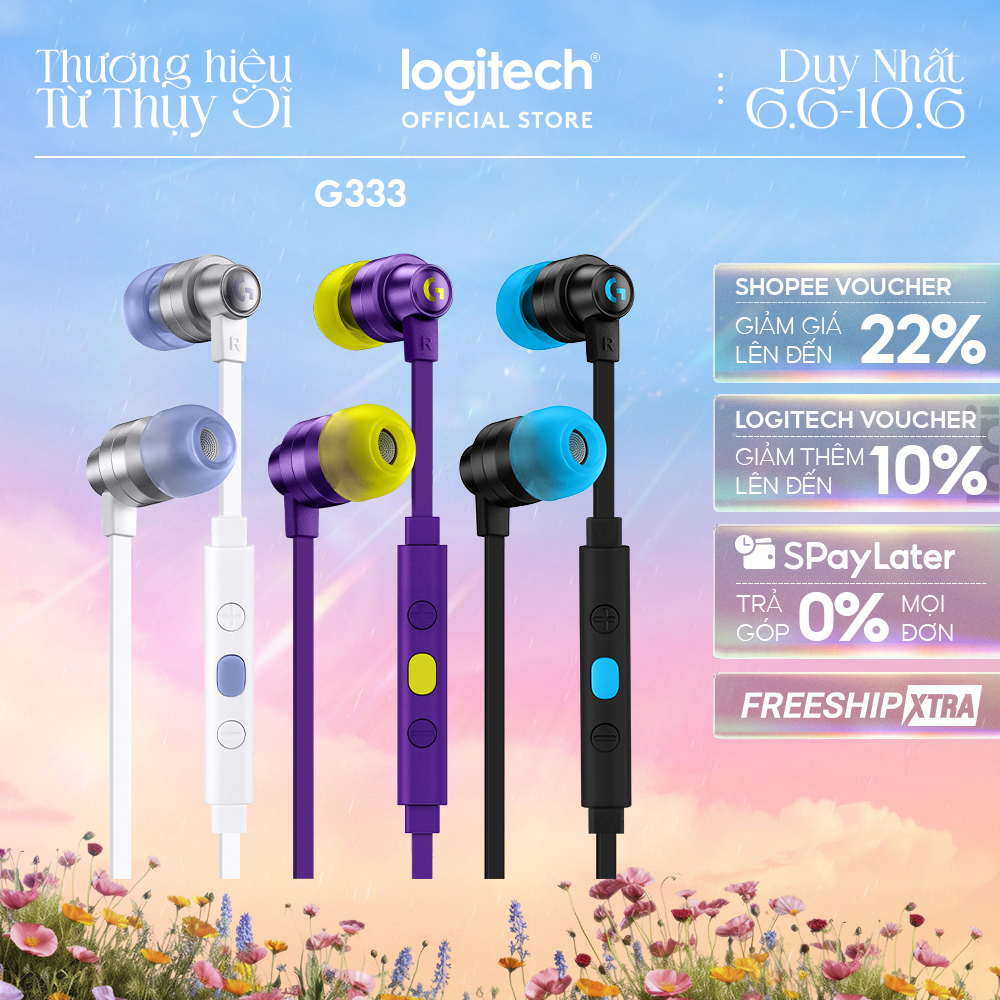 Tai nghe gaming in-ear Logitech G333 KDA - Dual Drivers, Jack 3.5mm, Mic