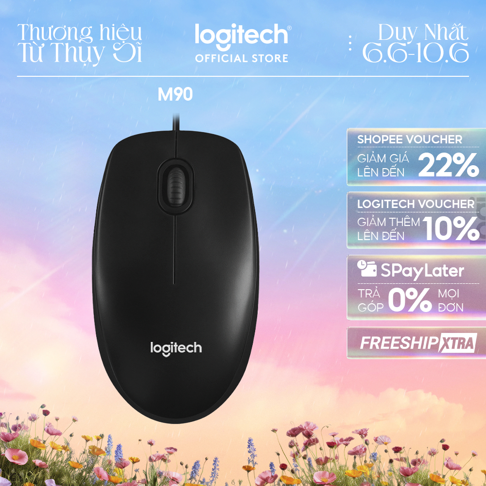Chuột có dây Logitech M90 - Siêu bền, siêu tiết kiệm, nhỏ gọn, thiết kế ôm tay