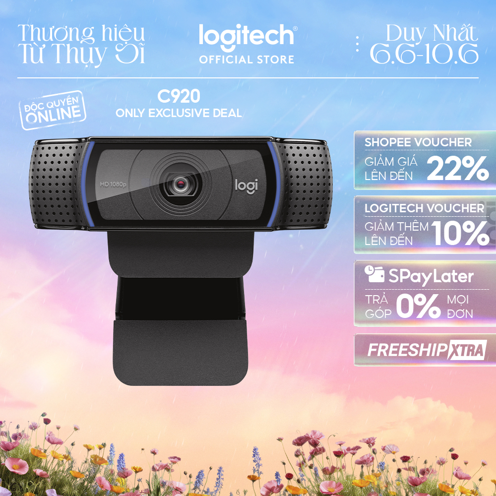 Webcam Logitech C920 Pro Full HD 1080p 30FPS - mic kép to rõ, tự động lấy nét HD