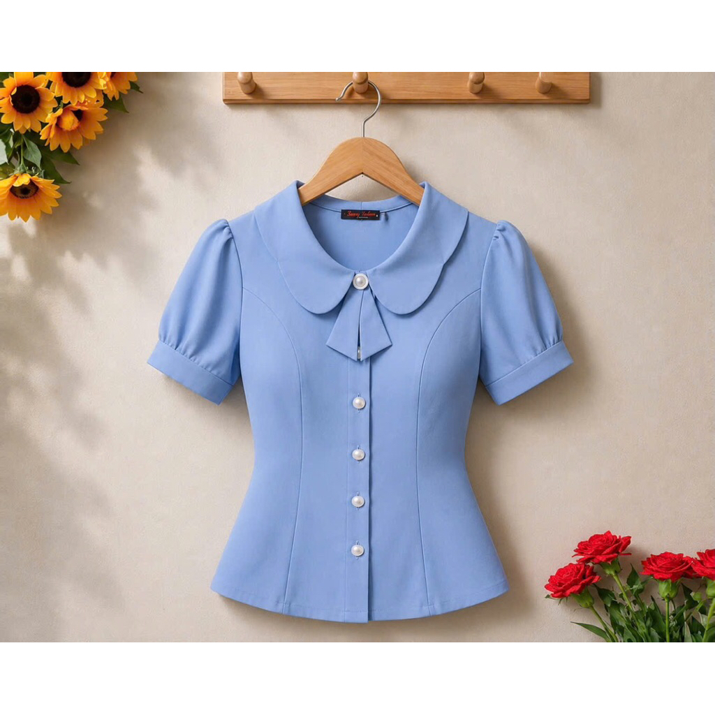 Áo công sở L018 thiết kế bâu lượn tay dúng fullsize