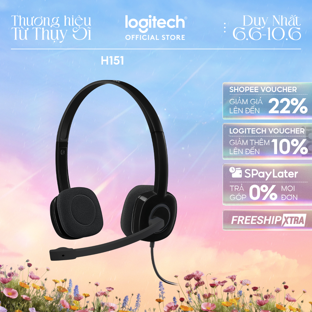 Tai nghe chụp tai Logitech H151 - 1 jack 3.5mm, Mic khử giảm tiếng ồn, âm thanh nổi