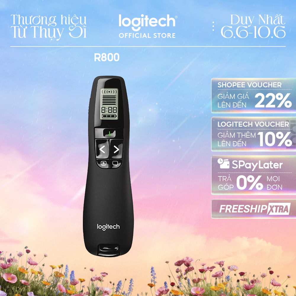 Bút trình chiếu LOGITECH R800 - Có màn hình LCD, phạm vi kết nối 30M