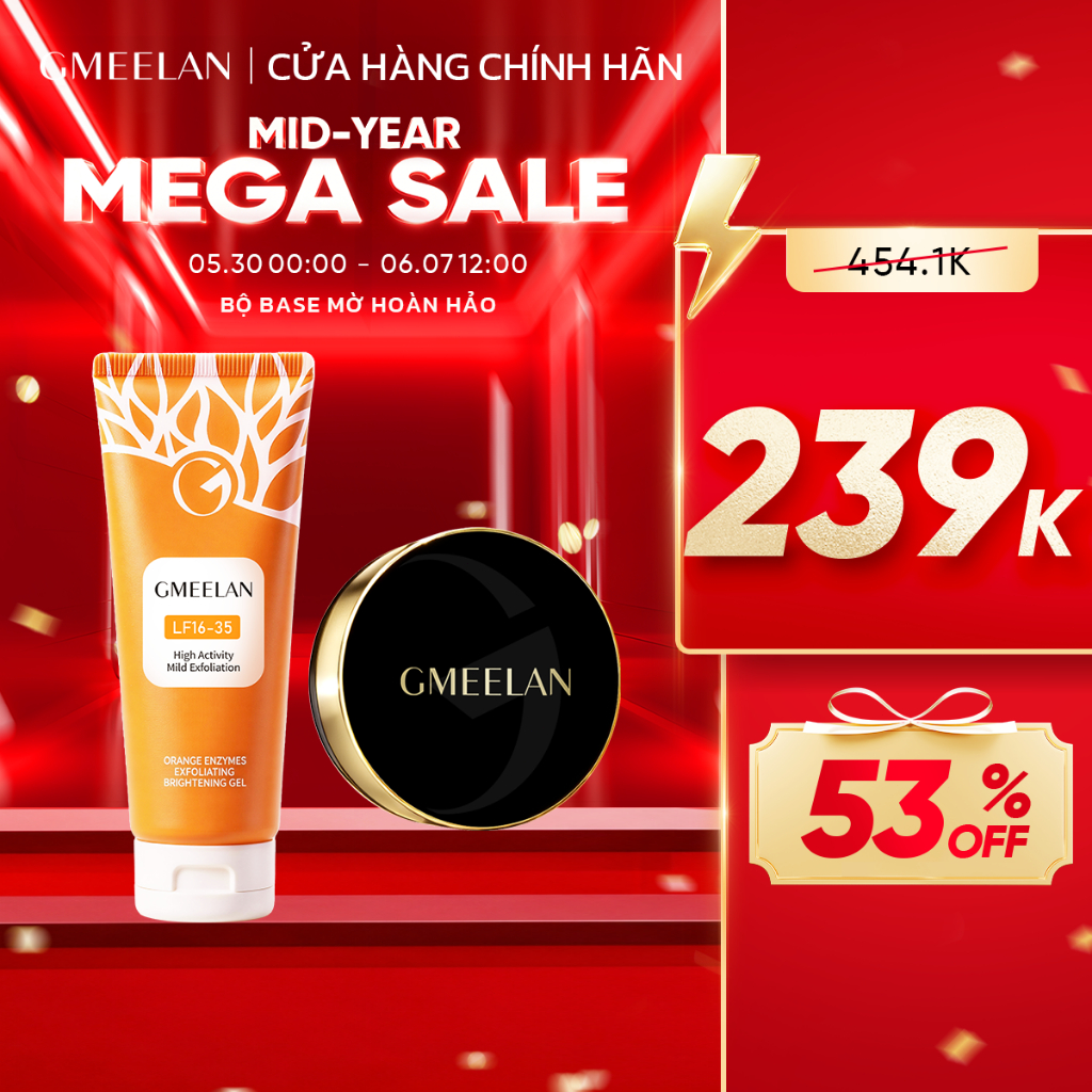 【BỘ SẢN PHẨM HOT】GMEELAN Cushion Đôi Lớp Nấm Truffle Đen + GMEELAN Tẩy Da Chết Gel 150g