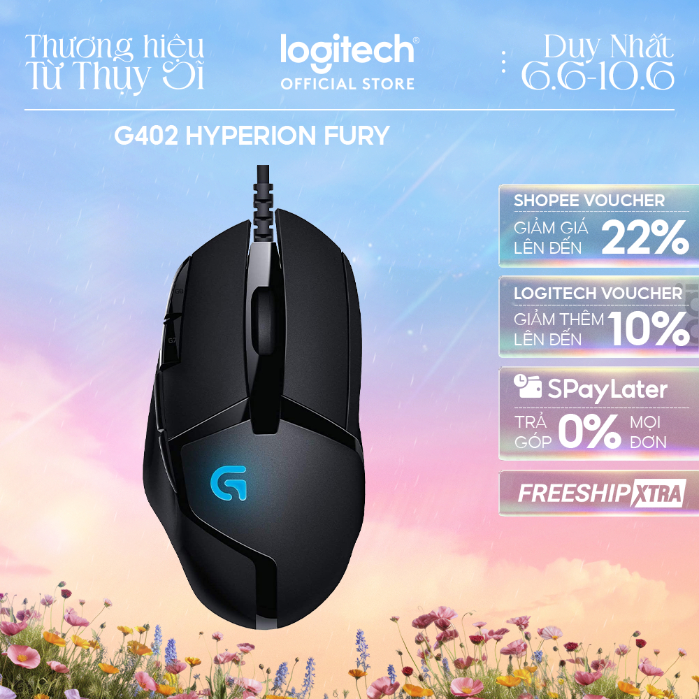 Chuột gaming có dây Logitech G402 Hyperion Fury FPS - Theo dõi tốc độ cao 8 nút lập trình