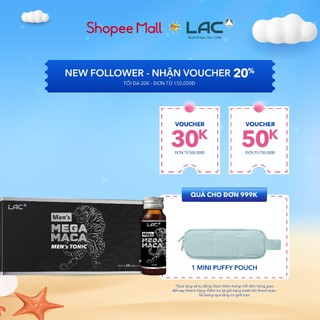 Nước uống tăng cường sức khỏe, sinh lực và thể trạng dành cho nam giới LAC Men's Mega Maca (30ml X 10 chai)