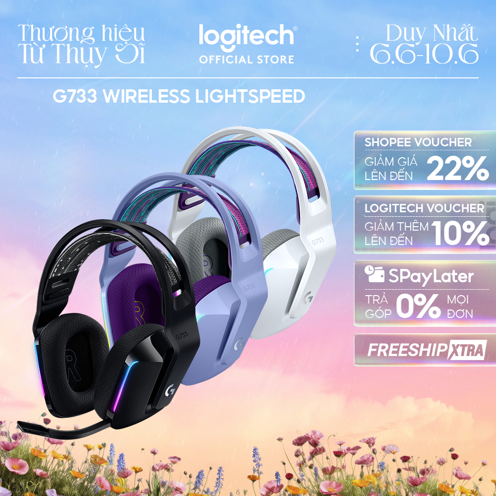 Tai nghe gaming không dây Logitech G733 - RGB, màn loa Pro-G, Mic Blue Voice