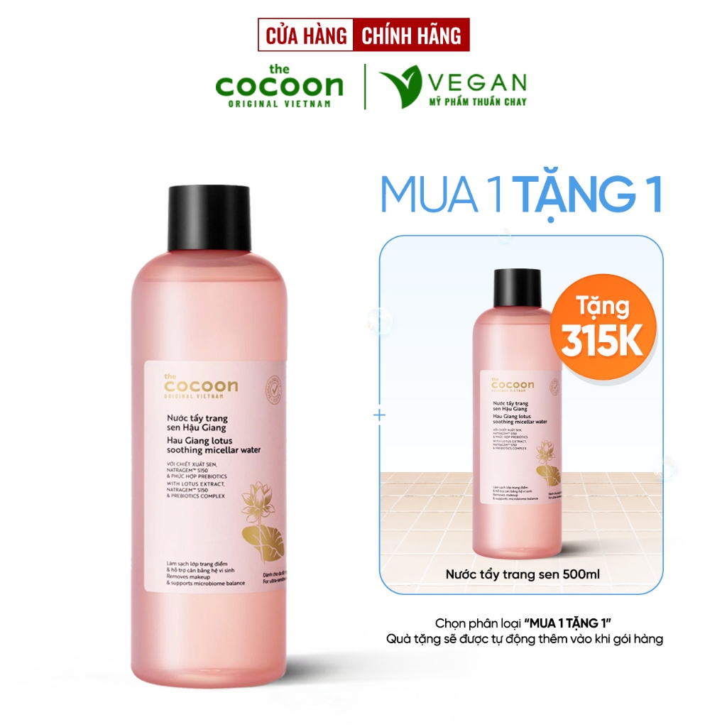 Nước tẩy trang sen Hậu Giang Sạch Bụi Siêu Mịn, Dịu Êm Cho Da Rất Nhạy Cảm Cocoon 500ml | BigBuy360 - bigbuy360.vn