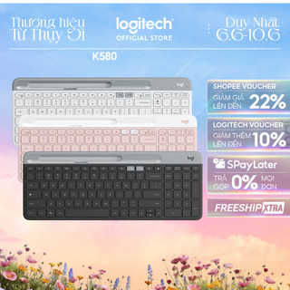 Bàn phím không dây Bluetooth Logitech K580 - Kết nối đa thiết bị, mảnh gọn, PC/ iPad