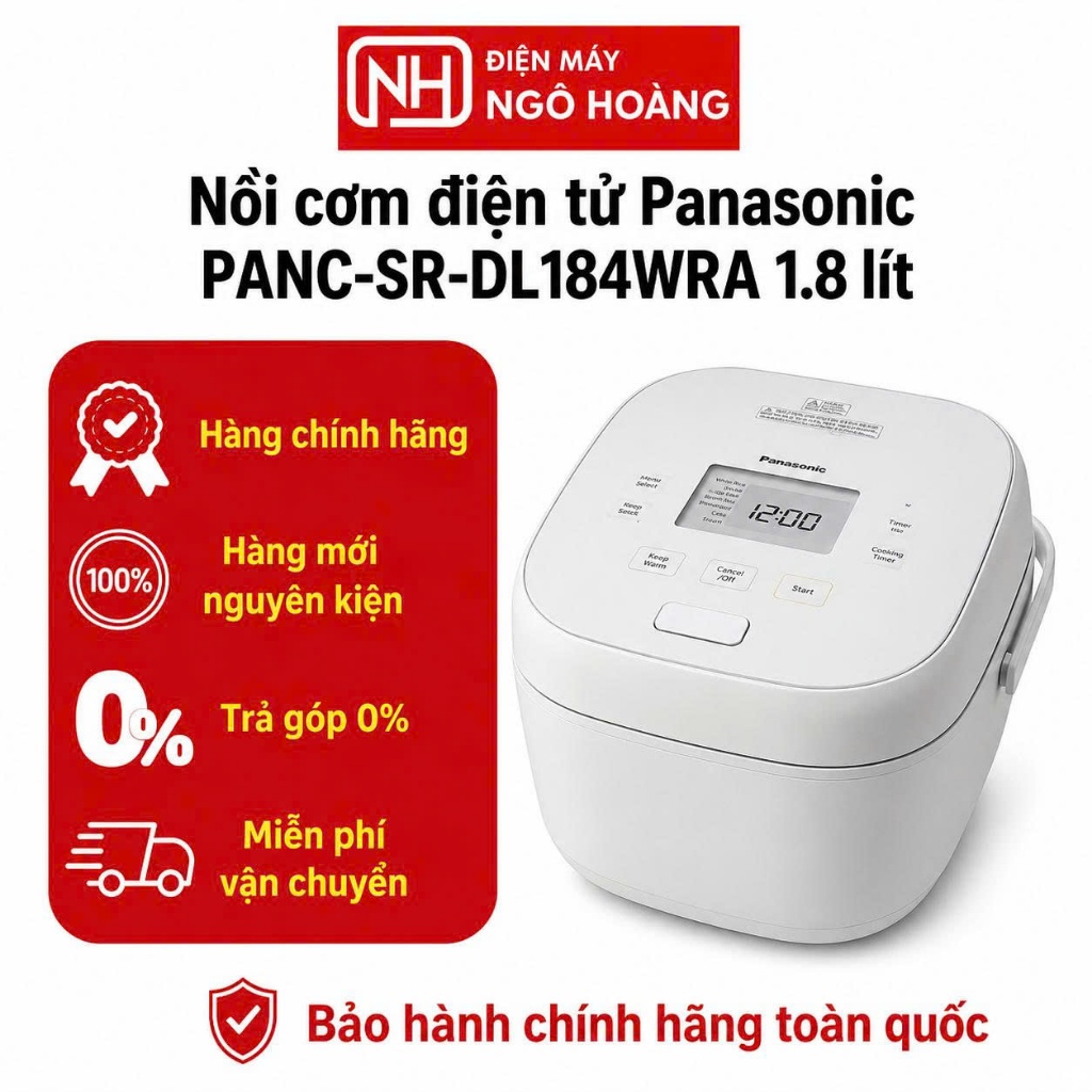 SR-DL184WRA - Nồi Cơm Điện Tử Panasonic SR-DL184WRA 1.8 Lít Công Nghệ Fuzzy Logic 10 Chế Độ Nấu Lòng