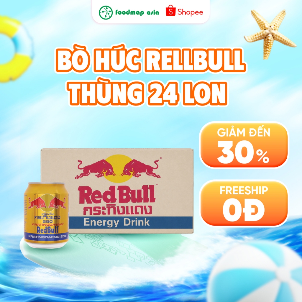 Nước Tăng Lực RedBull Bò Húc Việt - Thùng 24 lon - FoodMap