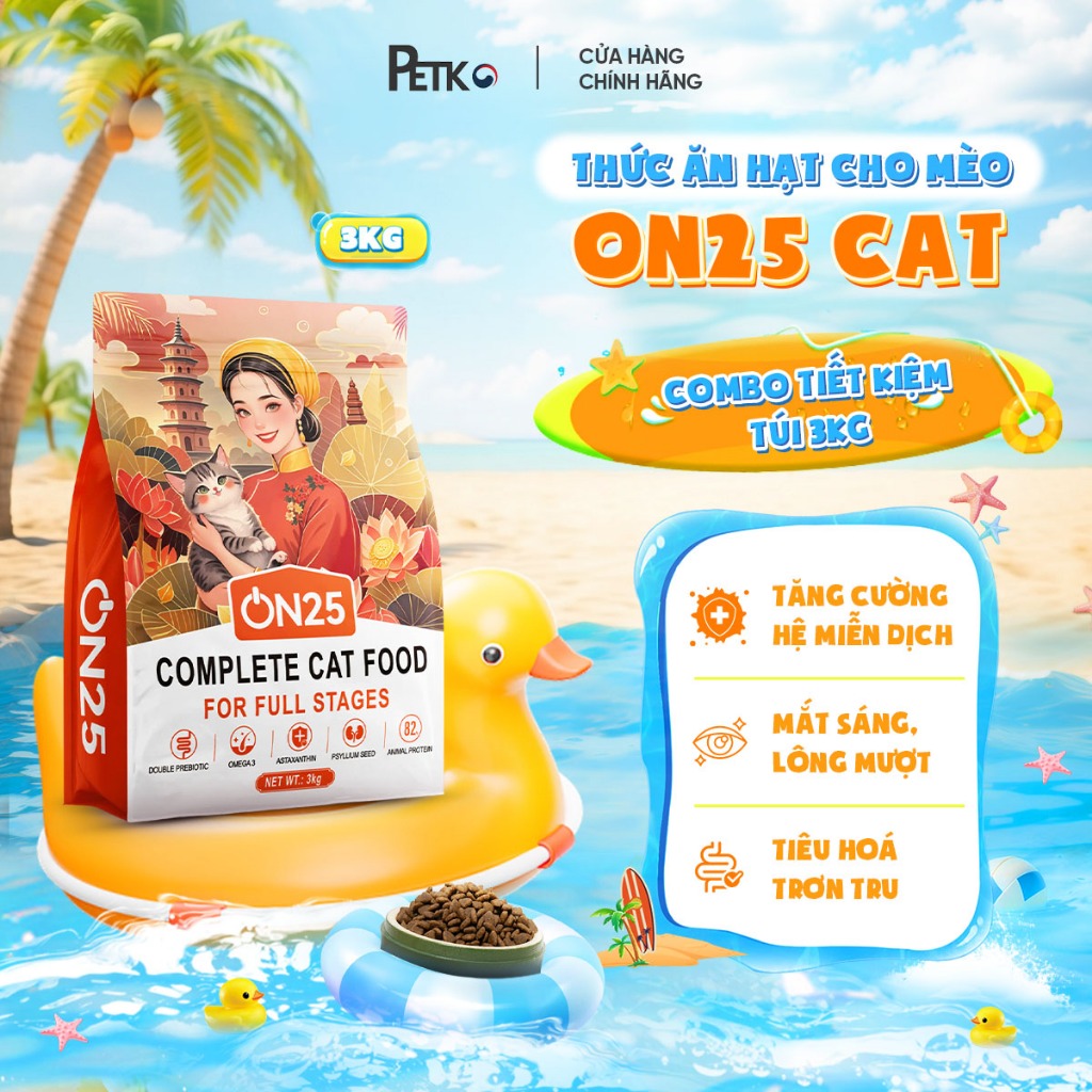 [Combo Tiết Kiệm - 3kg] Hạt Cho Mèo ON25 CAT -  Giúp Sáng Mắt, Lông Mượt, Phân Khô