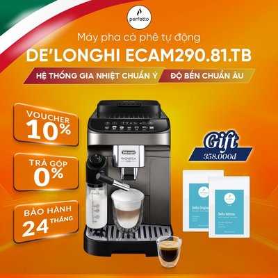 [Trả Góp 0%] Máy pha cà phê tự động DeLonghi ECAM290.81.TB - Màn hình hiển thị - Bảo hành 12 tháng