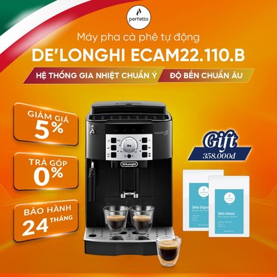 [Trả Góp 0%] Máy pha cà phê tự động DeLonghi ECAM22.110.B - 15 Bar - Bảo hành 12 tháng