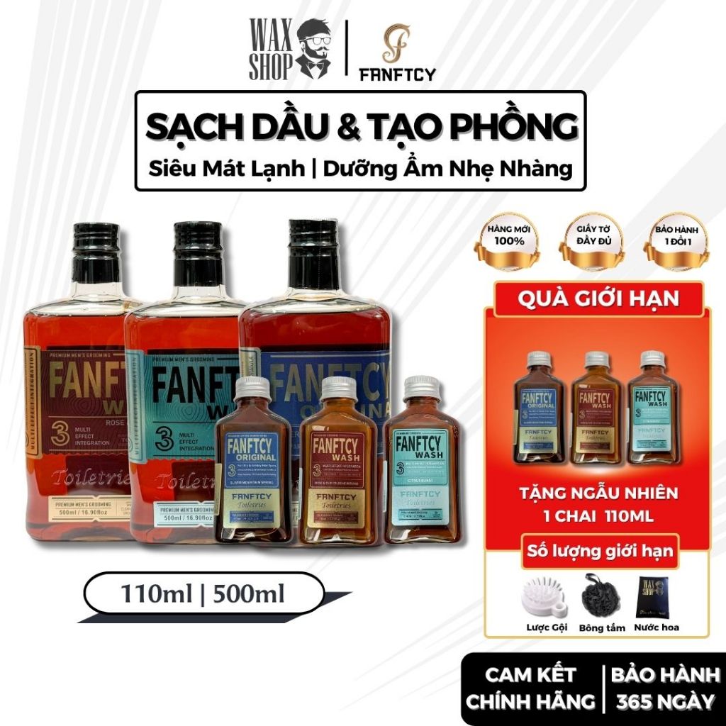 Dầu gội, sữa tắm nam cao cấp Fanftcy Original, Citrus Burs, Rose & Oud 110ml | 500ml - C1