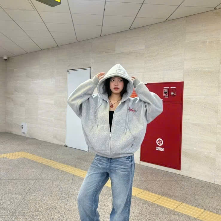 Áo Khoác Hoodie Zip Good Vibes Only Nỉ Bông Chóng Nắng Dày Dặn Phom Rộng Oversize- THIFU STORE